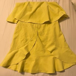 Do + Be Yellow Strapless Ruffle Dress